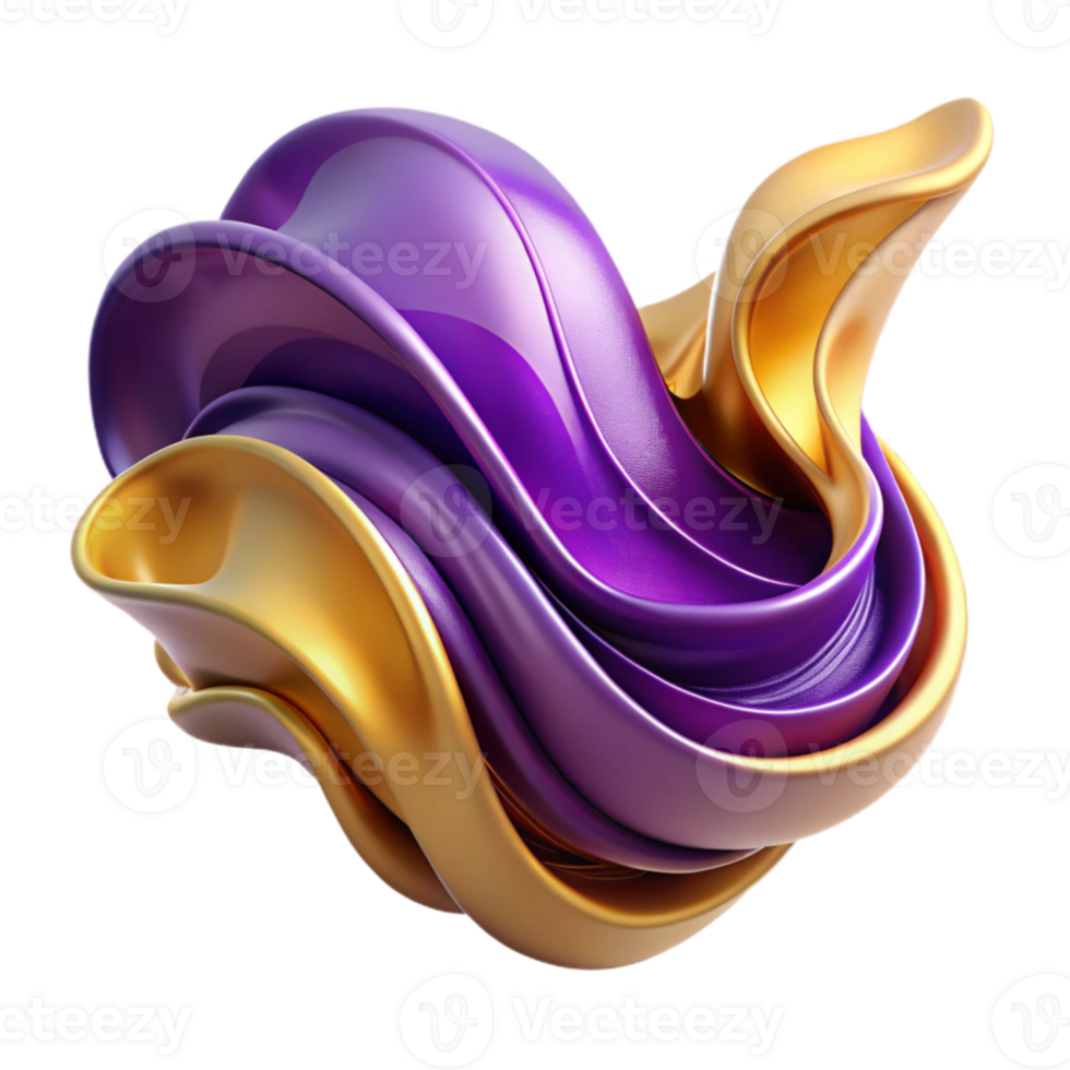 beautiful abstract Abstract 3D Render Purple Gold Swirls high resolution png