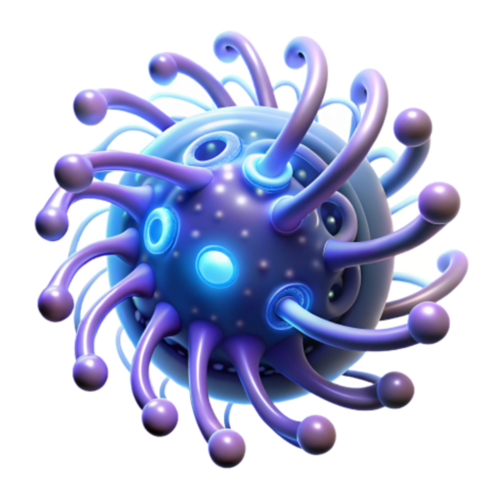 magnificent traditional Glowing Purple Microscopic Cell Structure high resolution png