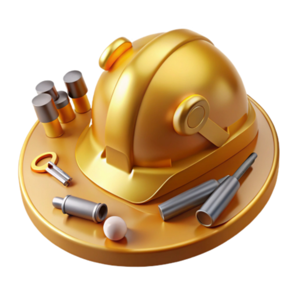 extraordinary artistic Golden Hard Hat Safety Equipment 4K png