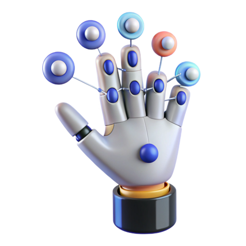 vibrant abstract Robotic Hand with Multicolored Connections A 3D Model 4K png