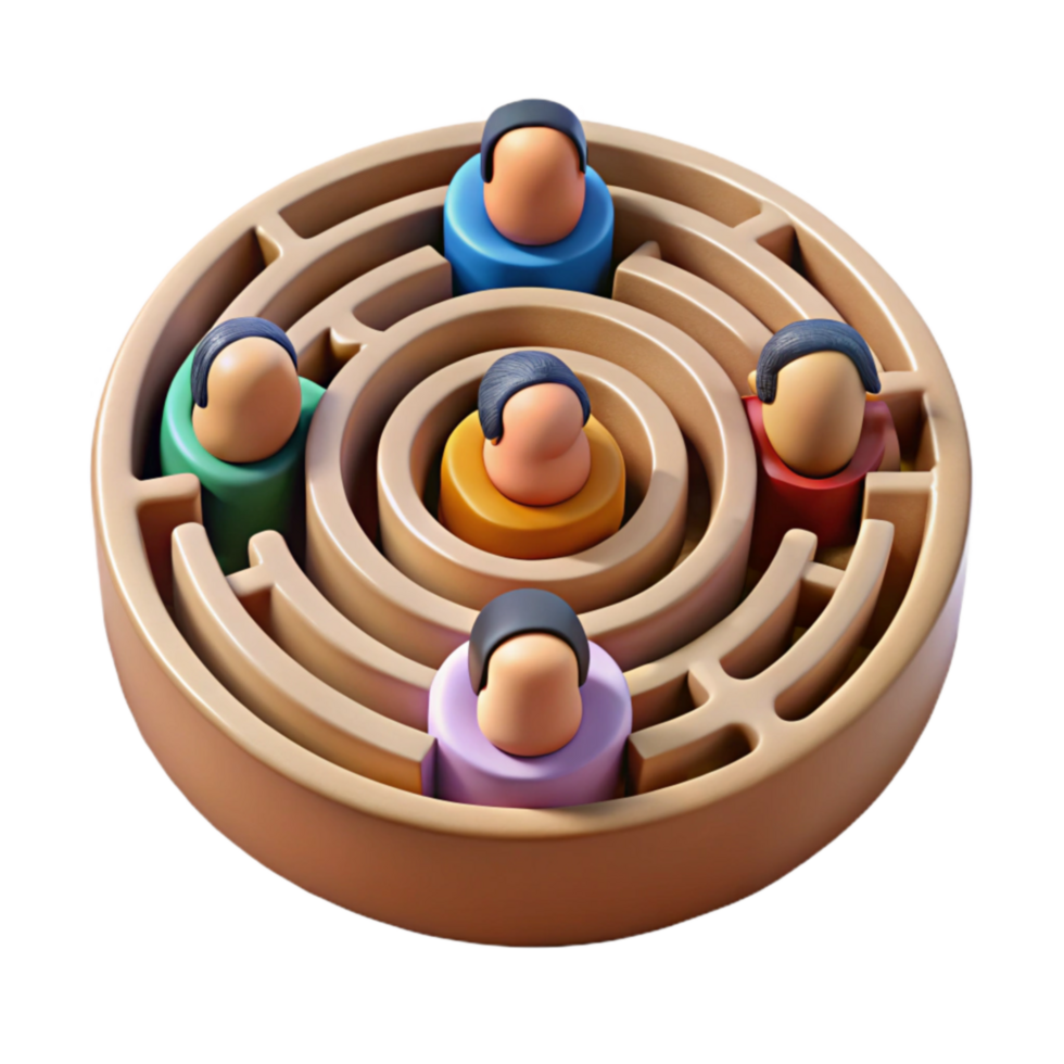impressive minimalist Navigating Complexities A Groups Journey Through a Maze original png