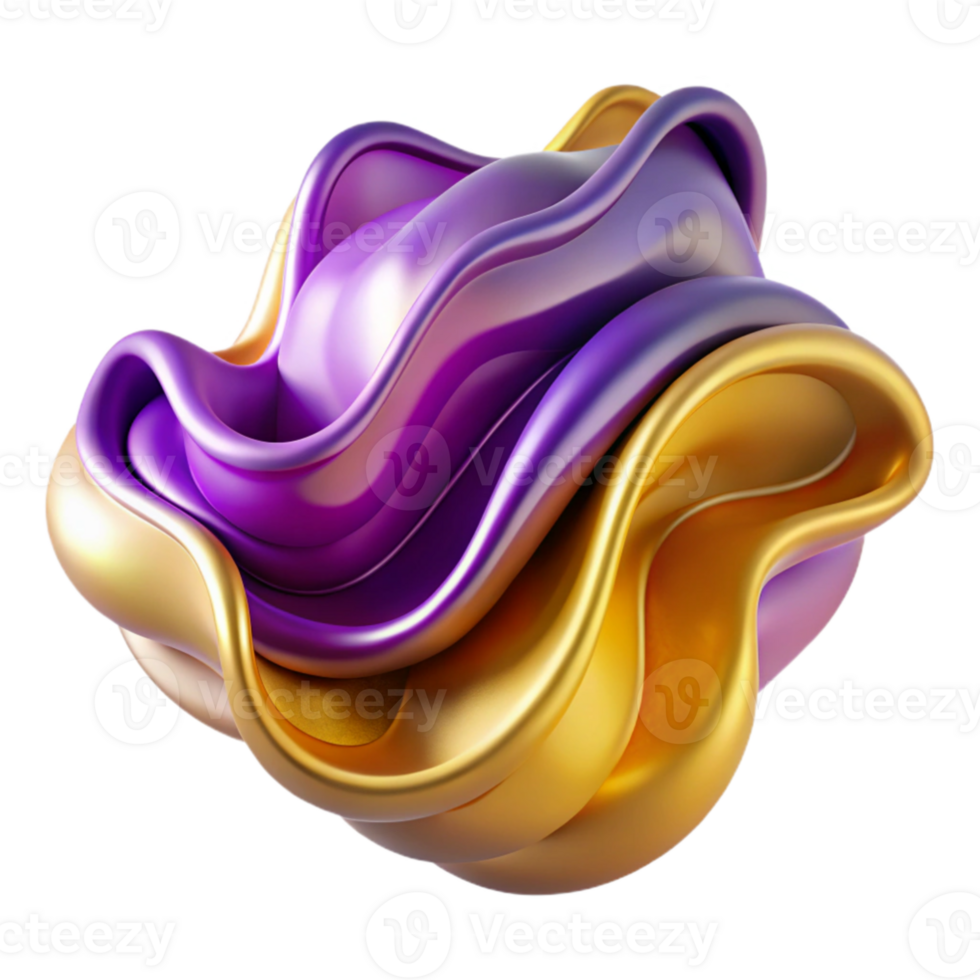 stunning traditional Abstract 3D Render Purple Gold Waves professional png