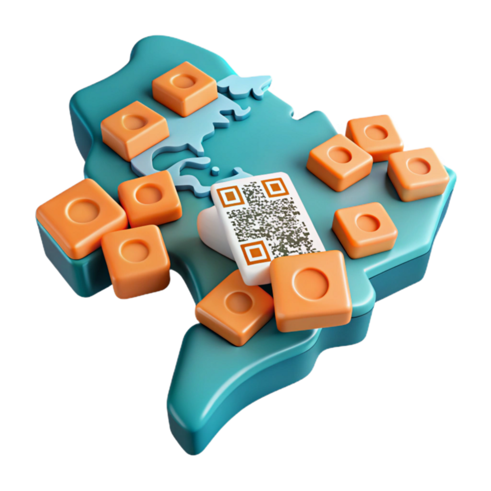 vibrante rústico global dados rastreamento qr código e cubos visualização profissional png