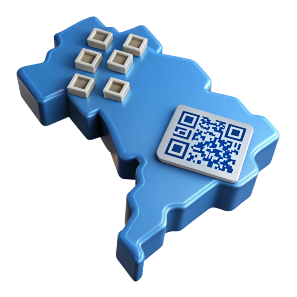 serene modern QR Code Data Cubes on 3D Map Location-Based Data Visualization genuine png