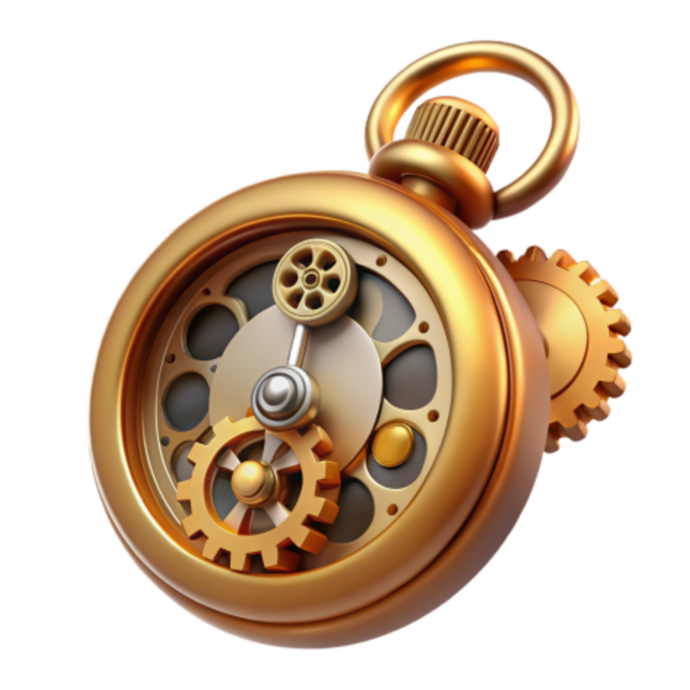 magnificent classic Steampunk Pocket Watch Gears Intricate Clockwork Mechanism high resolution png