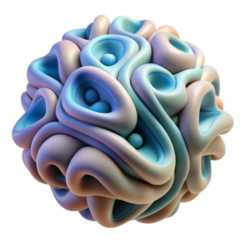 wonderful vintage Abstract 3D Render Organic Shapes, Blue and Pink Hues 4K png