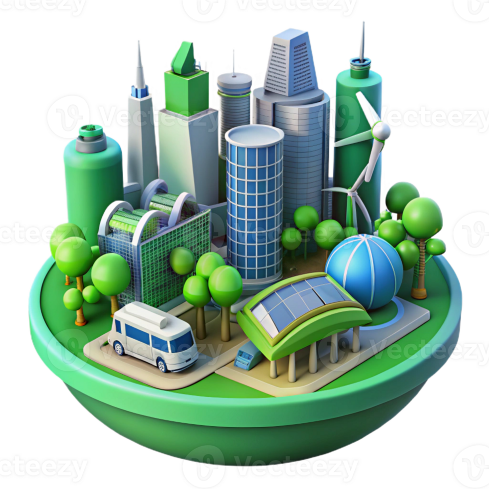 dramatic classic Eco Friendly City 3D Illustration exclusive png