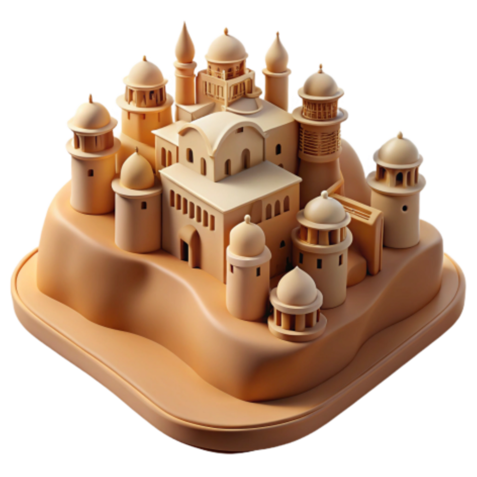 elegant abstract Sandcastle Architecture A 3D Model of an Ancient City 4K png