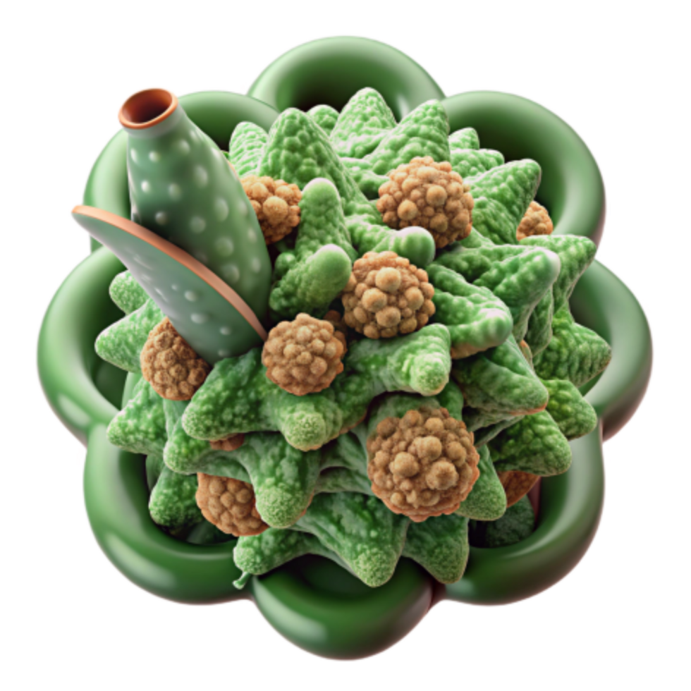 beautiful rustic Abstract 3D Render Green Cellular Structure with Clusters original png