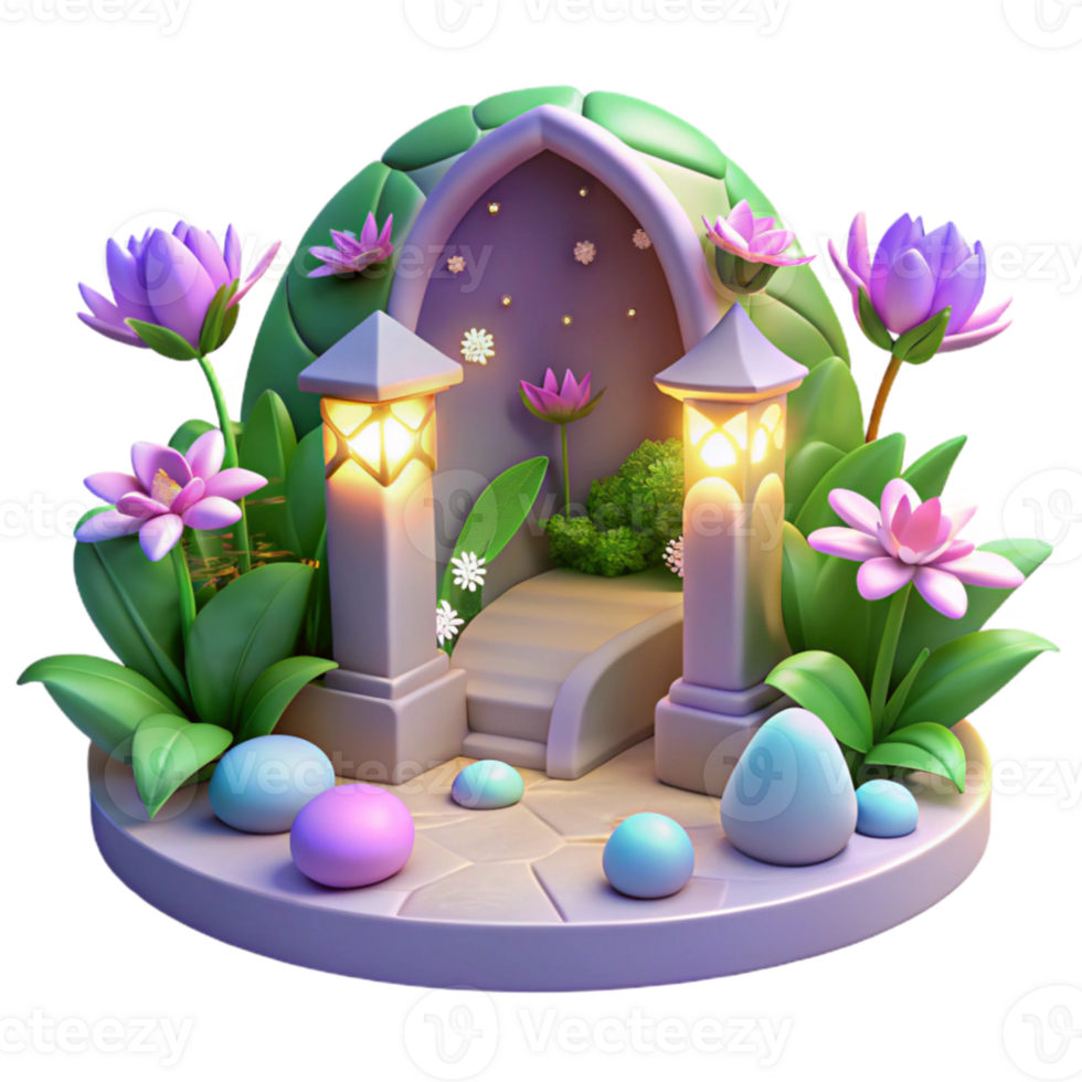 stunning artistic Enchanted Garden 3D Illustration authentic png