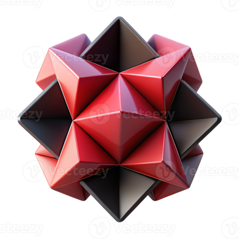 stunning modern Red and Black 3D Geometric Abstract original png