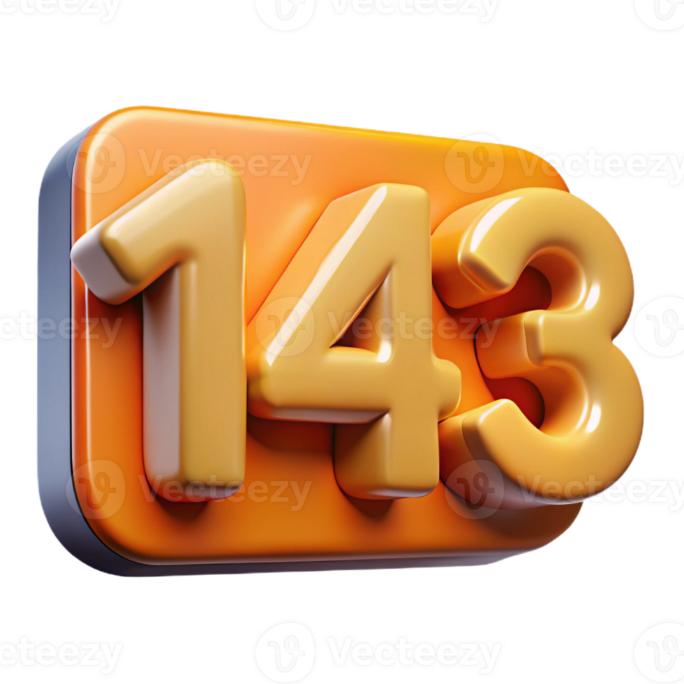 extraordinary classic 3D Render Number 143 Orange Background 4K png