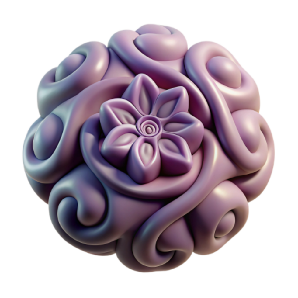 serene classic Abstract 3D Flower Swirls Lavender Organic Sculptural Form authentic png