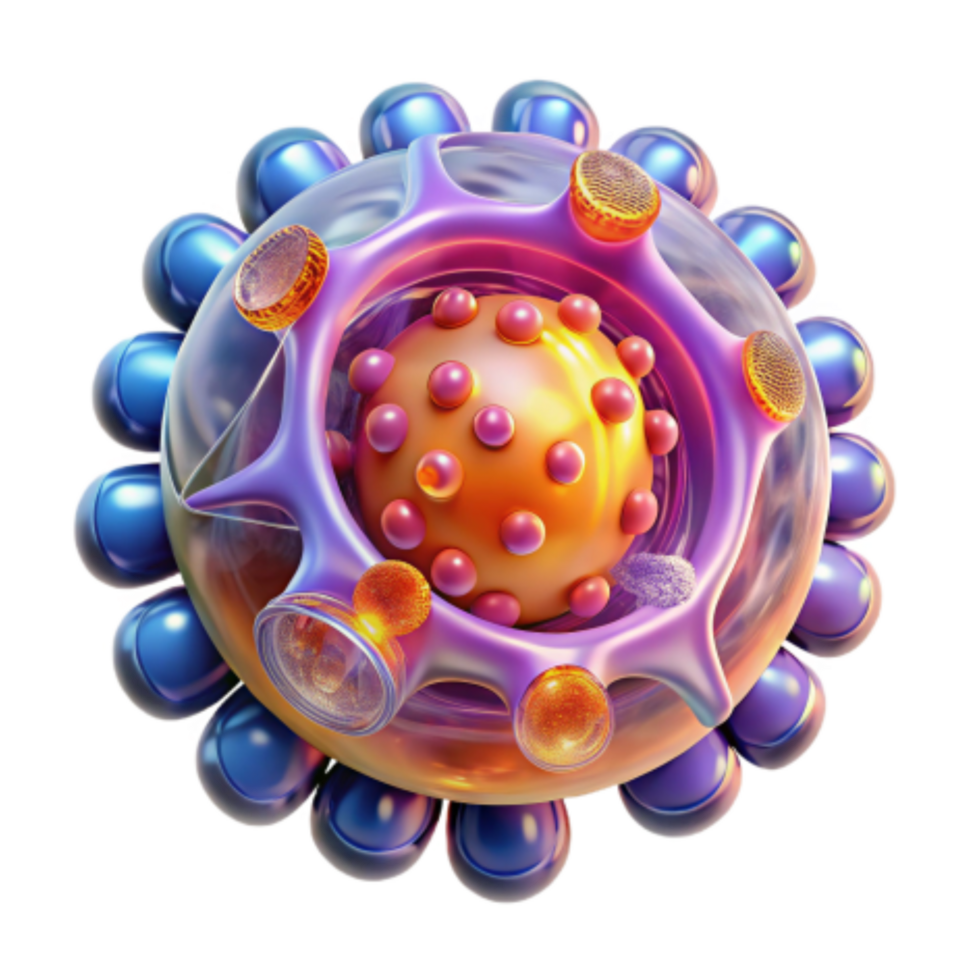 dramatic vintage Viral Structure Capsid, Envelope, and Genetic Material 4K png