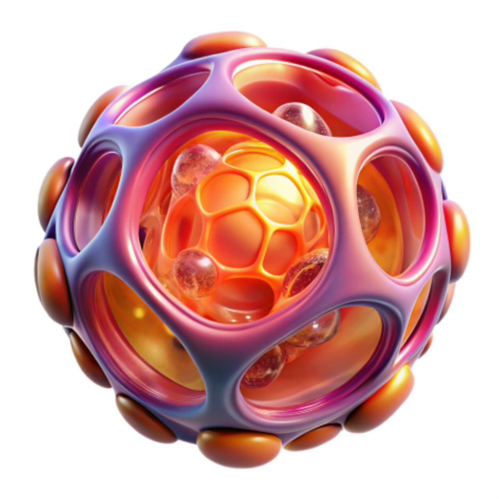 dramatic artistic Abstract Cellular Structure 3D Render of a Complex Organic Sphere 4K png
