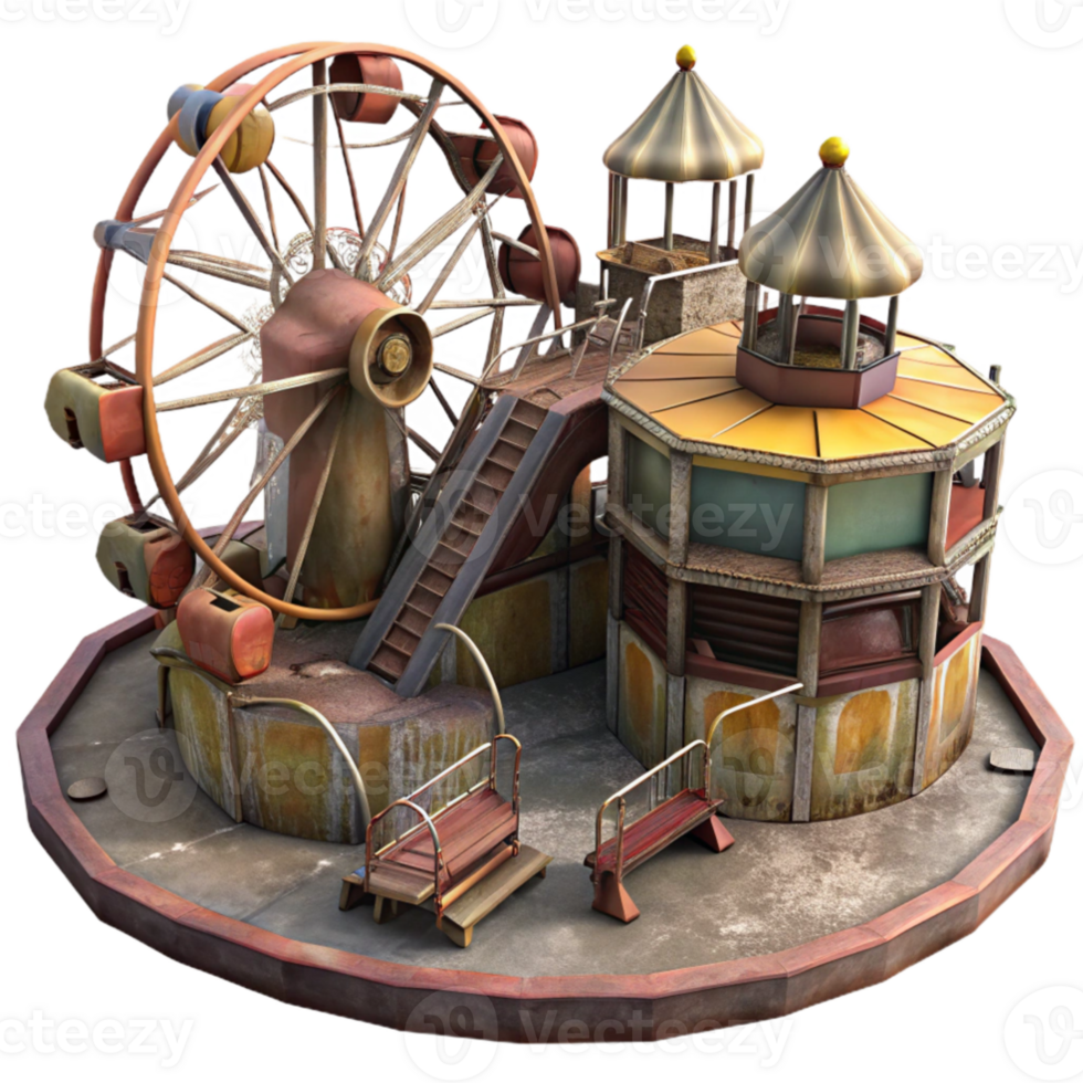 dramatic creative Rusty Ferris Wheel Playground 3D Model authentic png