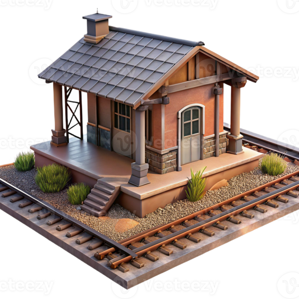 impressive contemporary Quaint Train Station 3D Model original png