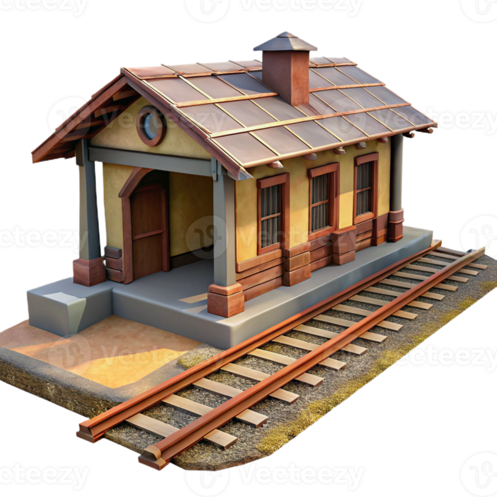 magnificent abstract Quaint Train Station 3D Model high quality png