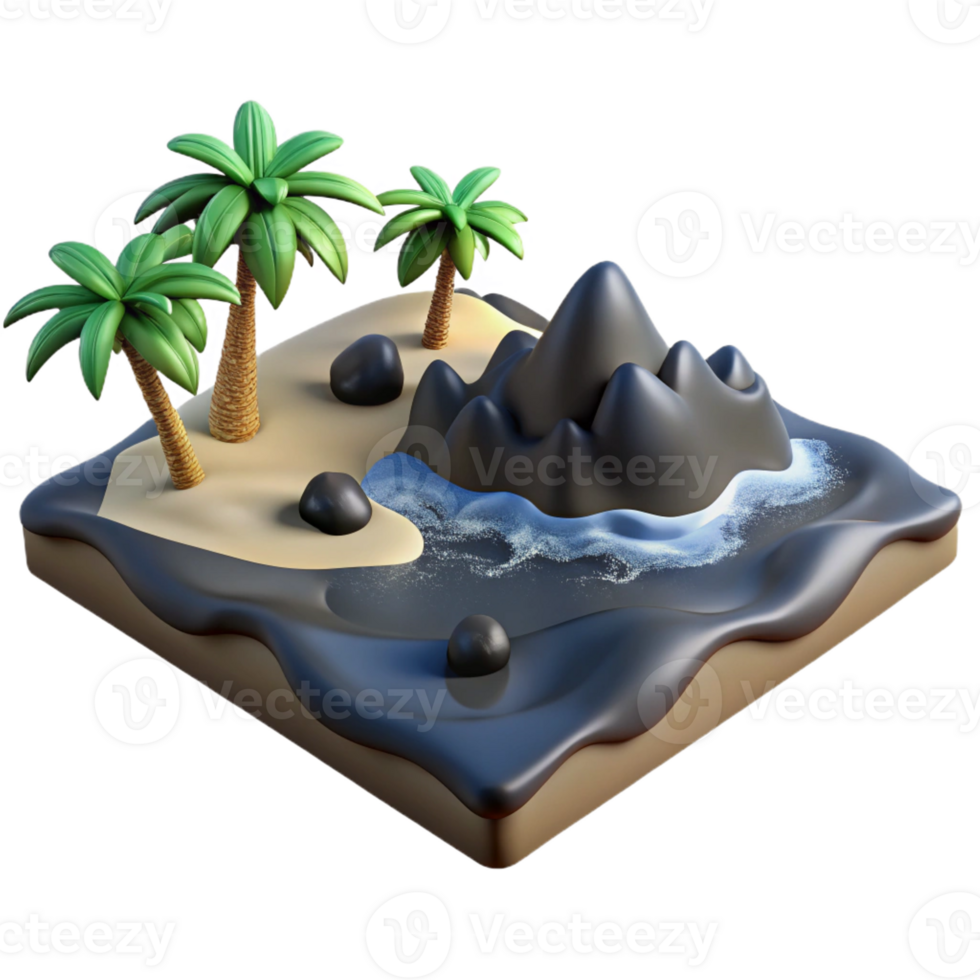 impressive rustic Tropical Island 3D Render original png