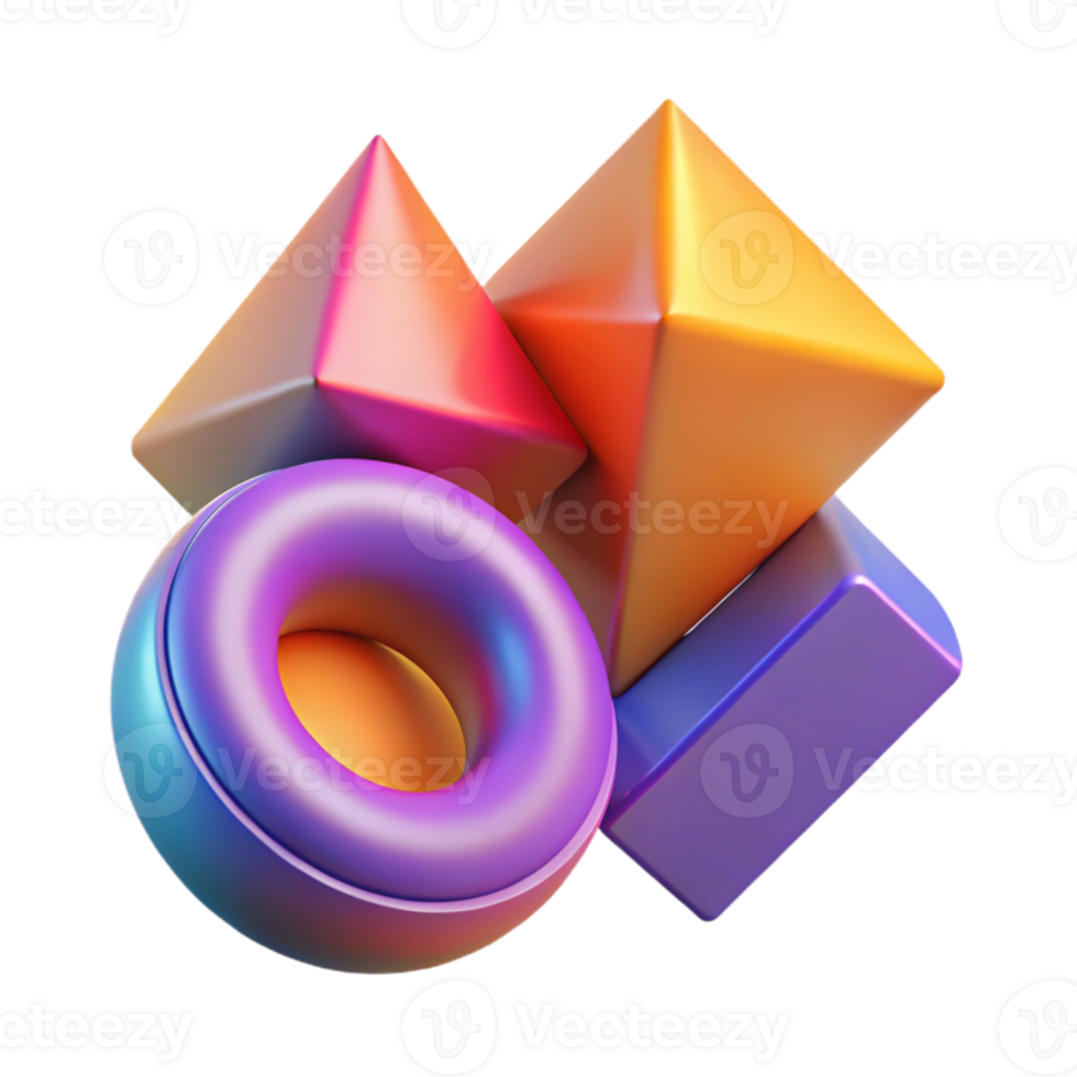 vibrant minimalist 3D Abstract Geometric Shapes Background authentic png