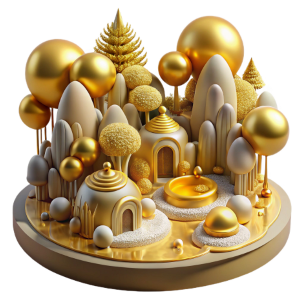 extraordinary rustic Golden Landscape 3D Render of Abstract Architectural Scene exclusive png