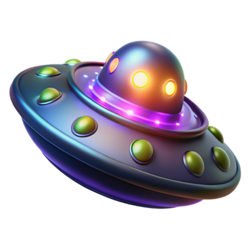 magnificent abstract Glowing UFO Spaceship 3D Render of Alien Craft high quality png