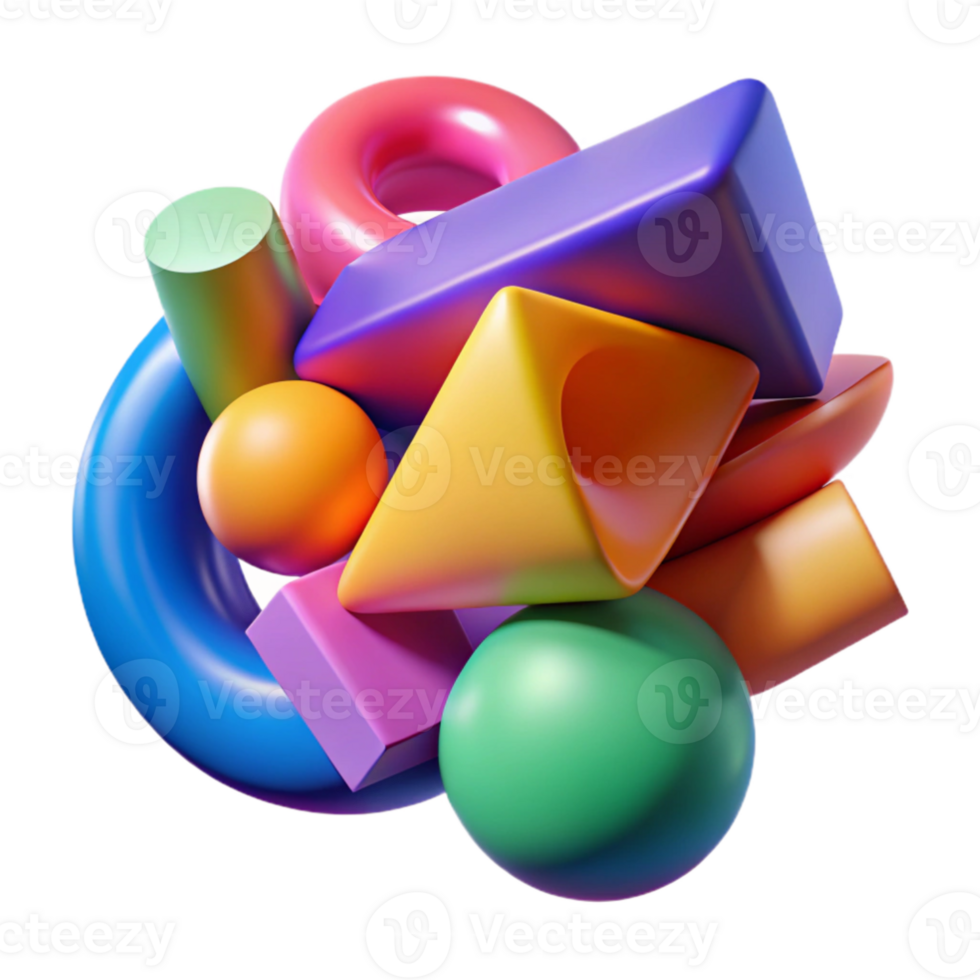 wonderful minimalist Colorful 3D Geometric Shapes Abstract Background detailed png