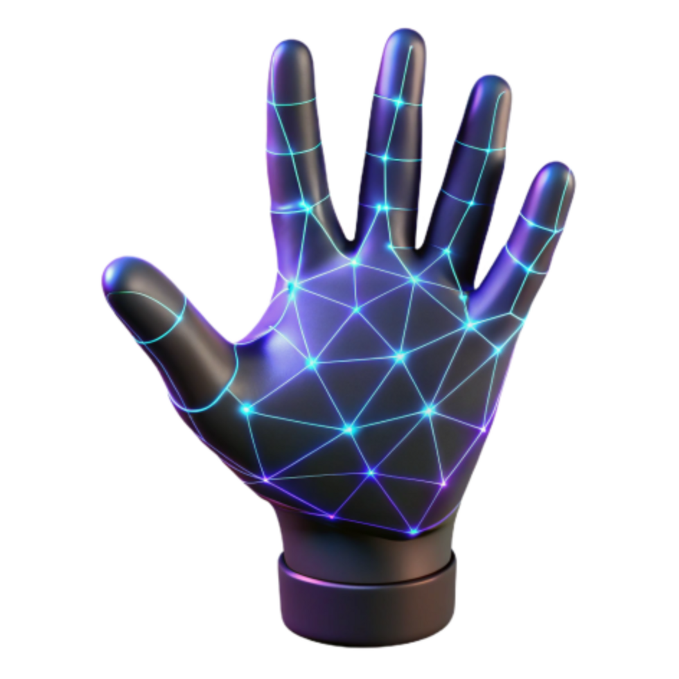 serene traditional Digital Hand Networked, Glowing, 3D Model professional png