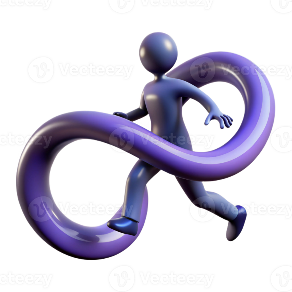 wonderful artistic 3D Render Abstract Figure Running Infinity Loop professional png