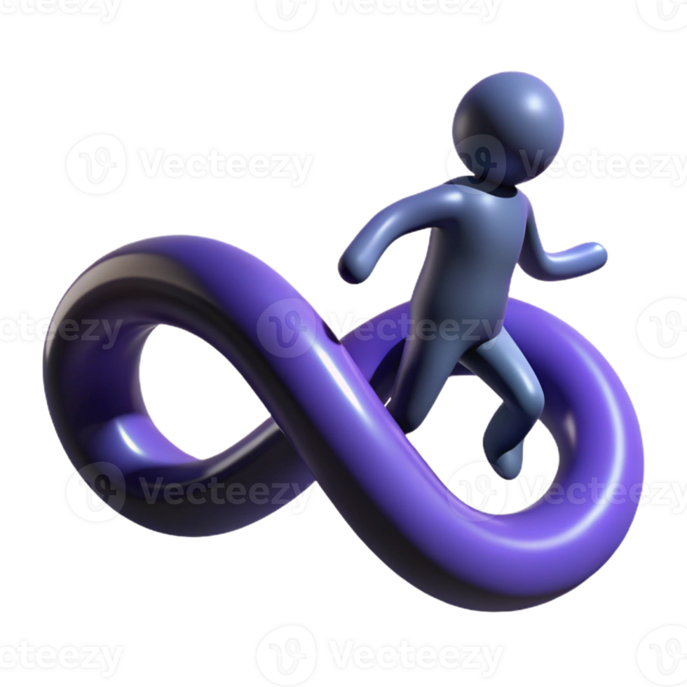 dramatic classic 3D Render Figure Running on Infinity Symbol authentic png