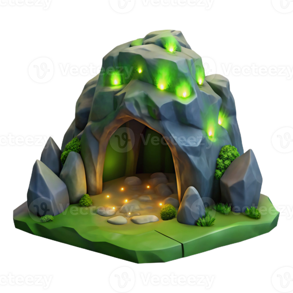magnificent minimalist Glowing Cave 3D Render exclusive png