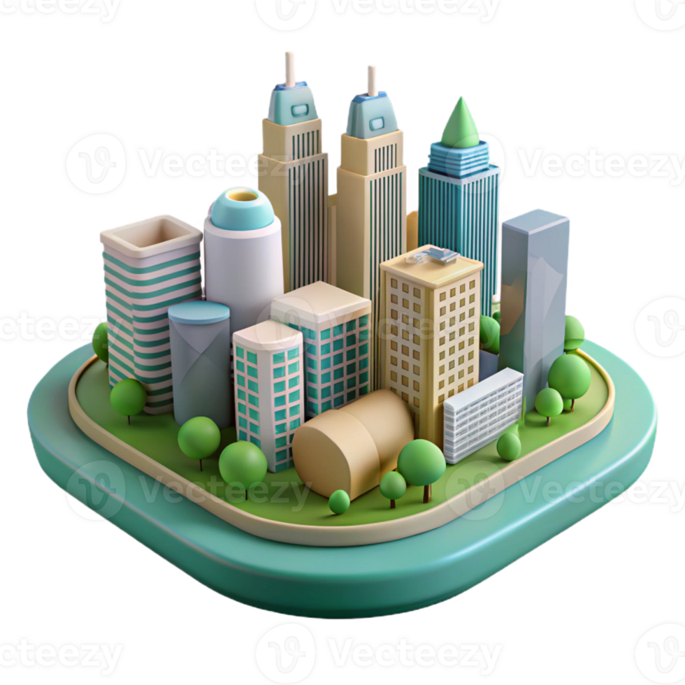 elegant traditional 3D Cityscape Illustration exclusive png