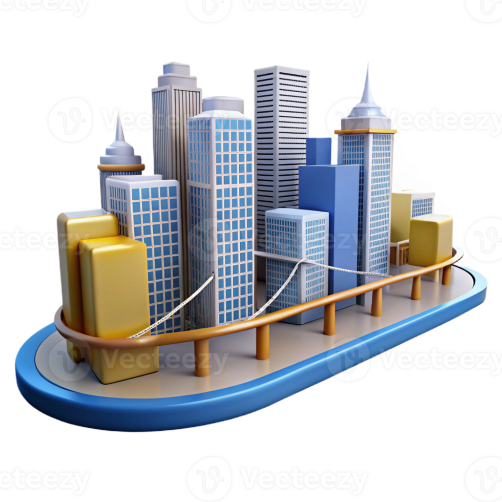 extraordinary rustic 3D Cityscape Illustration Modern Urban Architecture high quality png