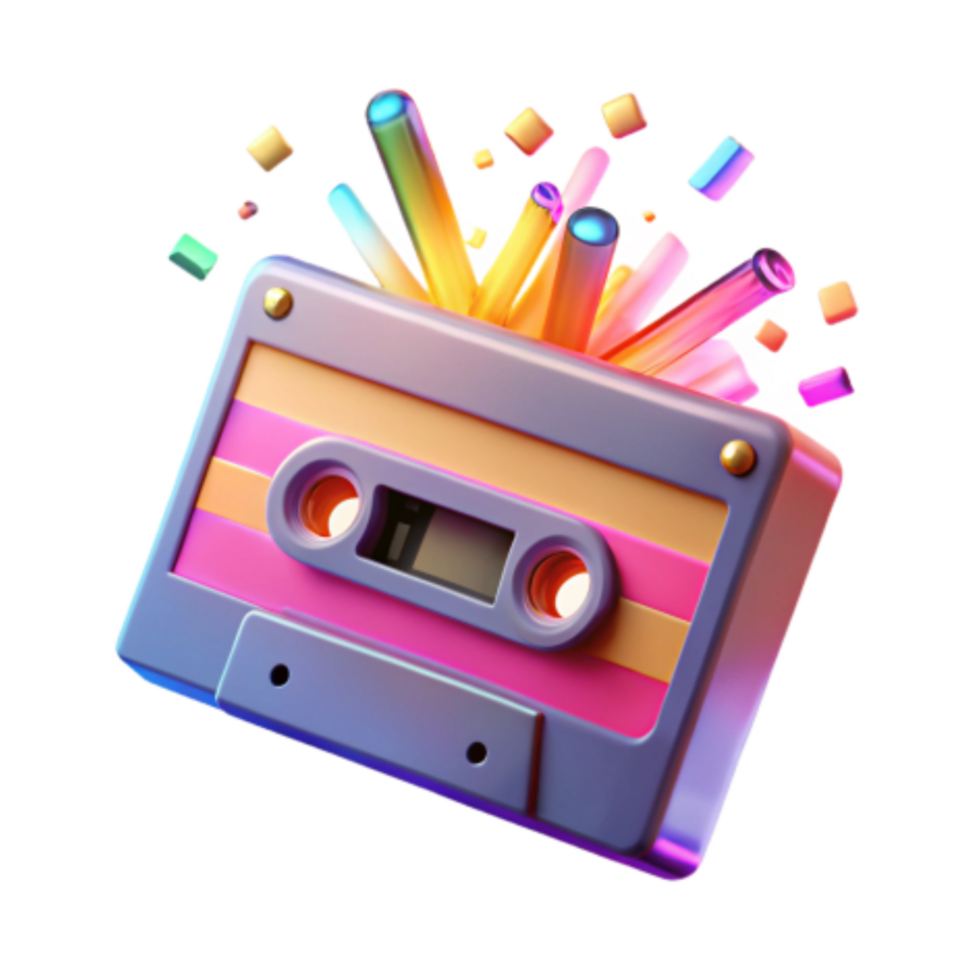 impressive classic Retro Cassette Tape with Colorful Explosion authentic png