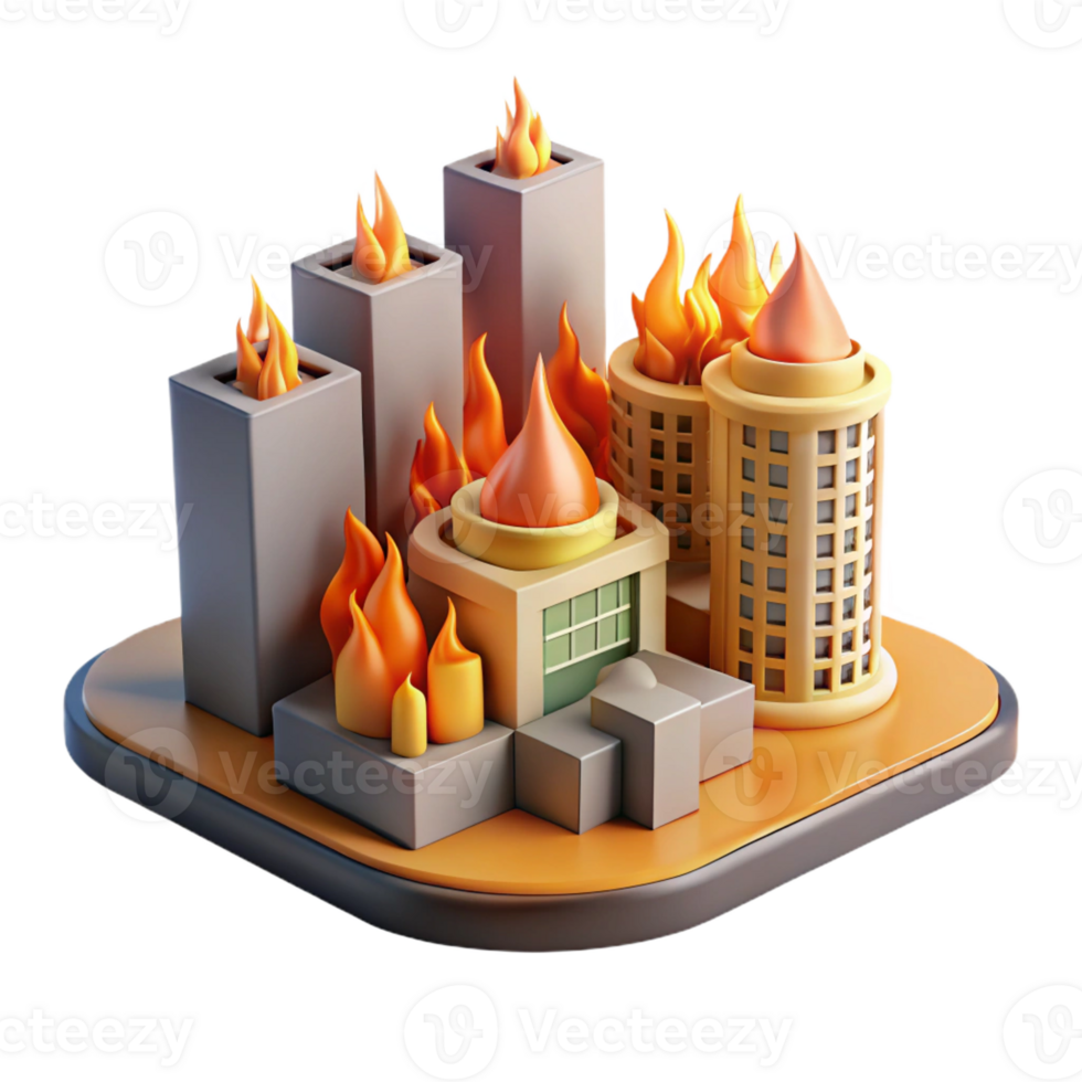 dramatic rustic 3D City Inferno Illustration original png