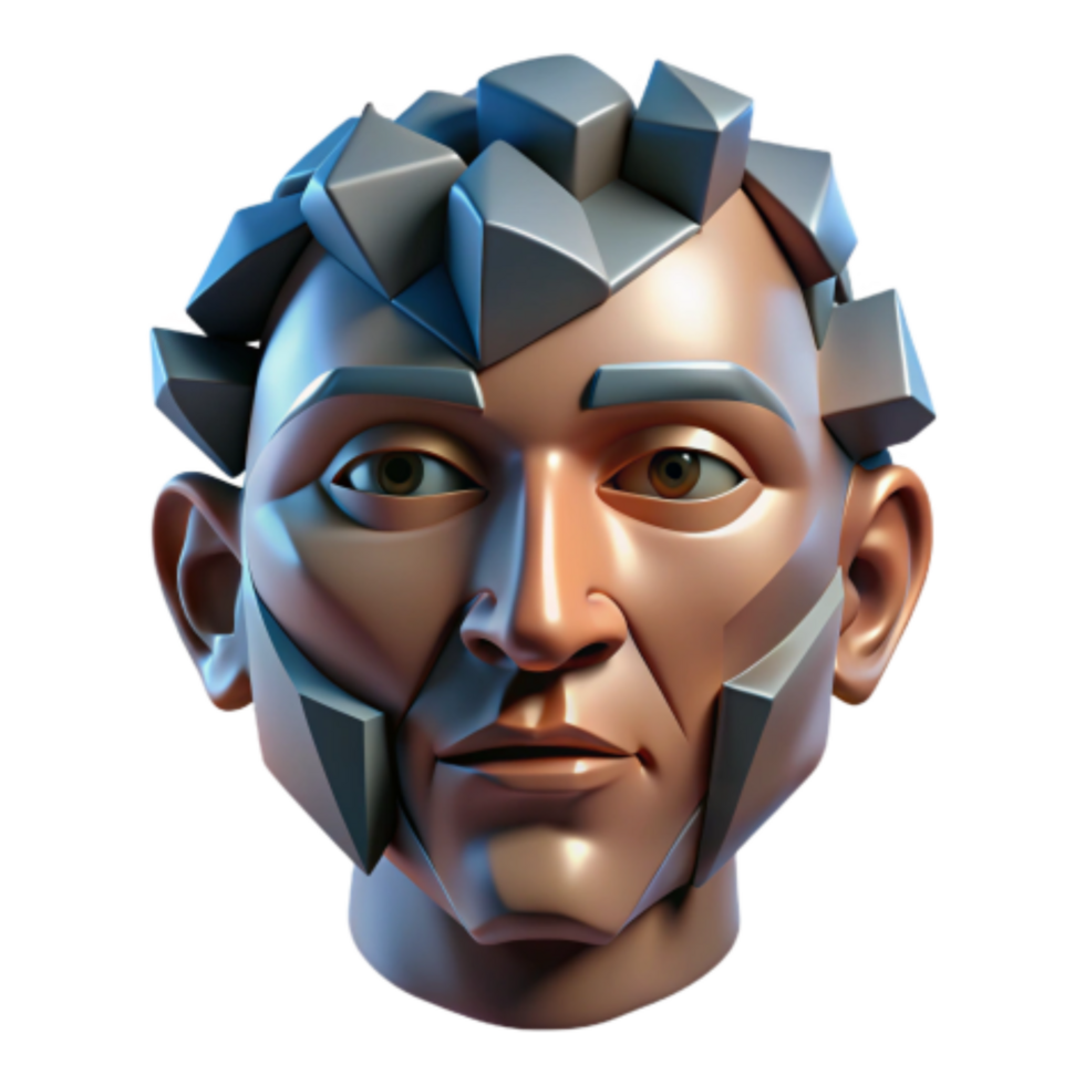 extraordinary rustic Geometric 3D Face Model Stylized Head Sculpt detailed png