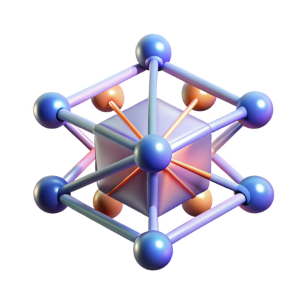elegant traditional 3D Molecular Structure Network, Bonds, and Geometry authentic png