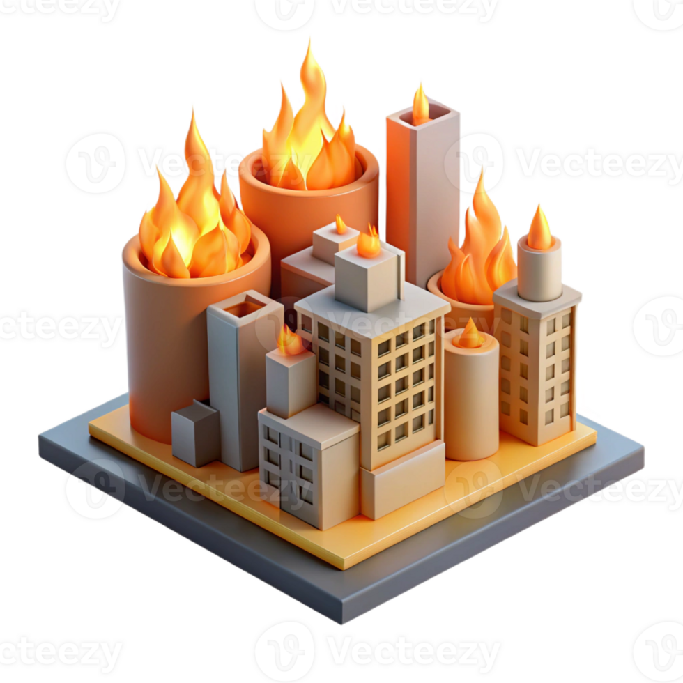 magnificent creative 3D Cityscape Fire Illustration original png