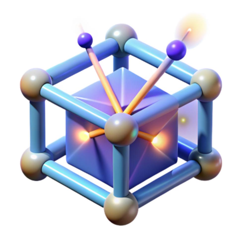 vibrant traditional 3D Model Cube Structure with Internal Connections detailed png