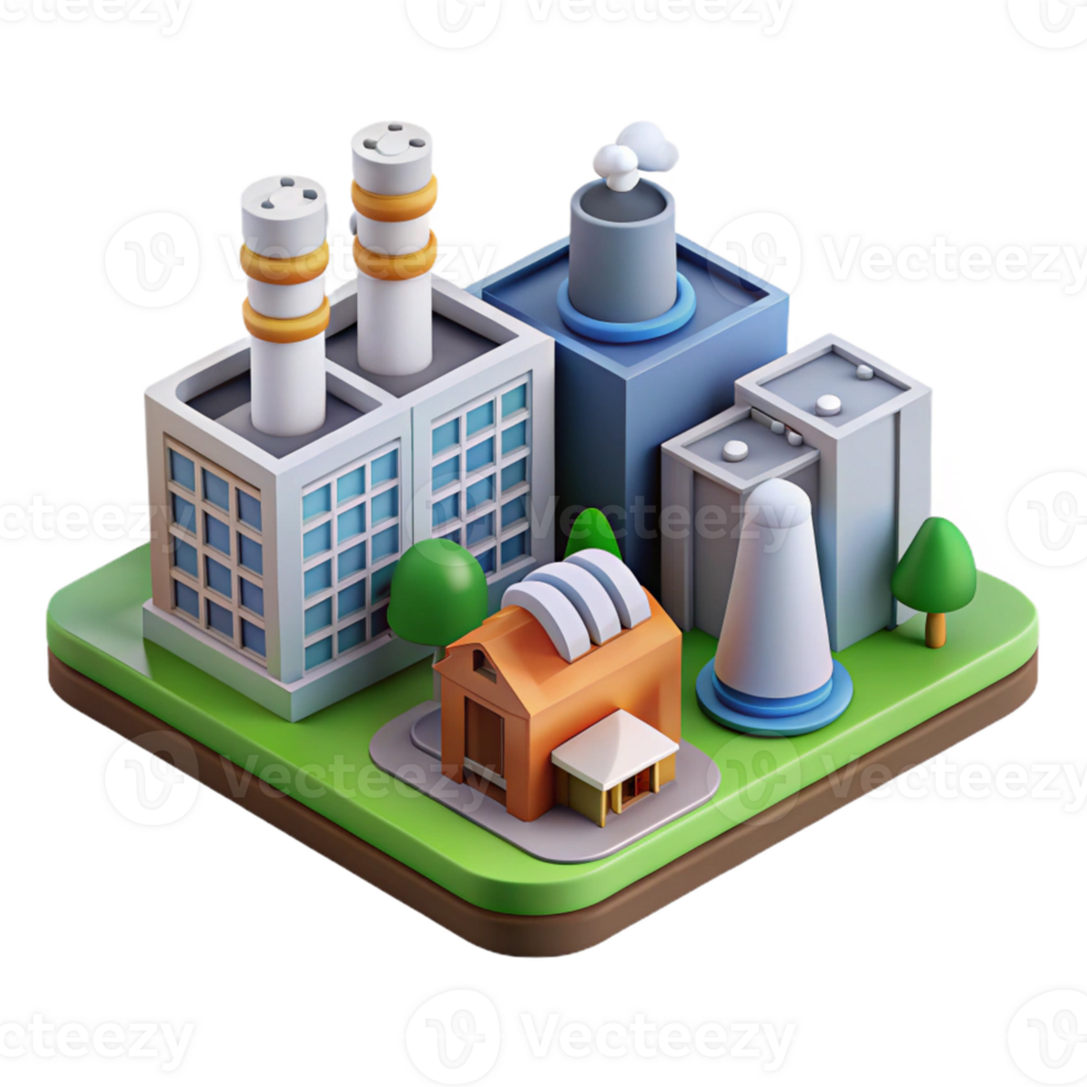 wonderful traditional Isometric 3D Illustration of Industrial Complex exclusive png