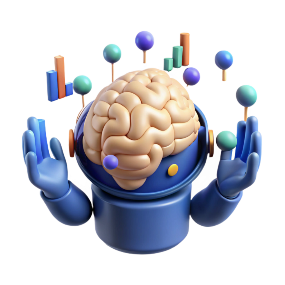 stunning creative AI Brain Data Analysis Cognitive Processing high resolution png