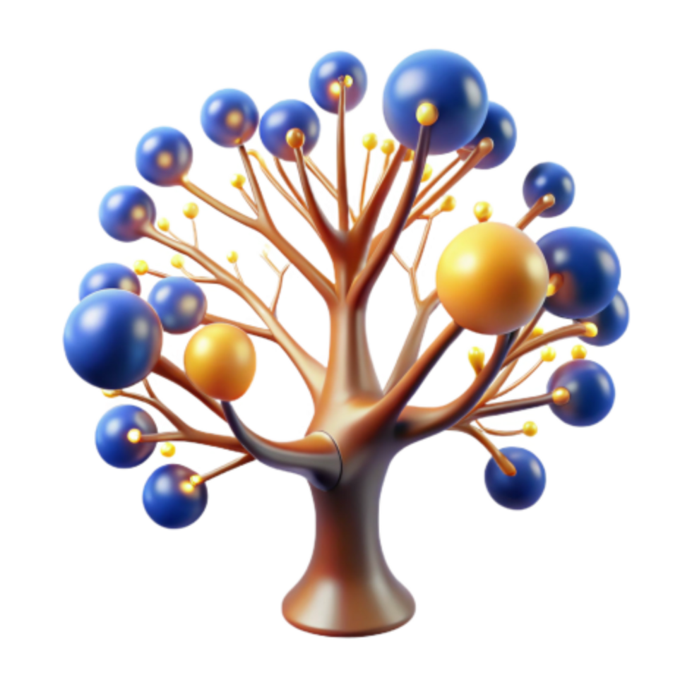 serene traditional Abstract Tree Network Growth Visualization original png