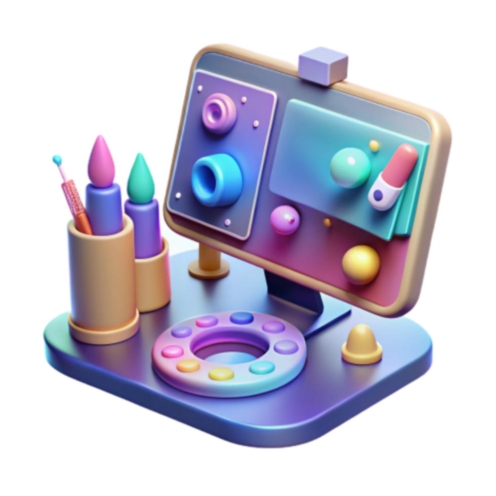 serene minimalist Digital Art Studio Colorful 3D Design Software professional png