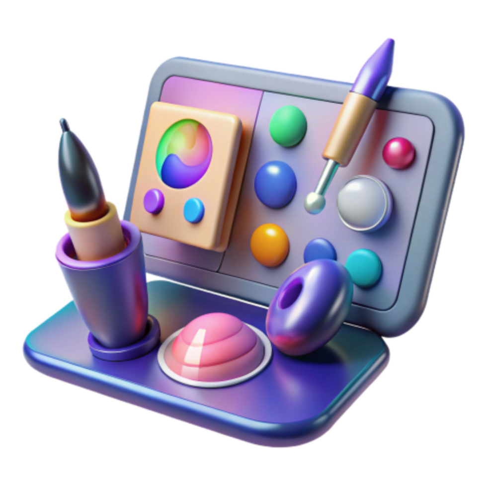 magnificent modern 3D Colorful Art Studio Digital Design Tools genuine png