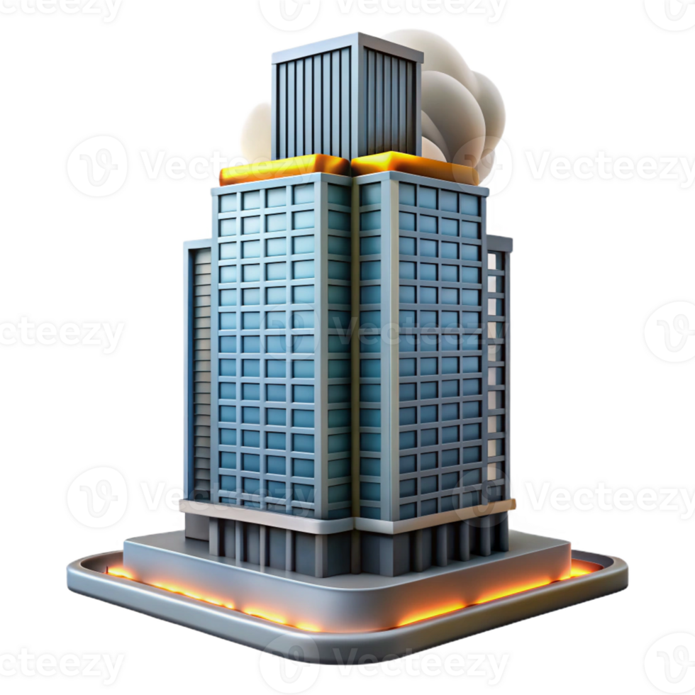 dramatic classic Modern City Building 3D Render high resolution png