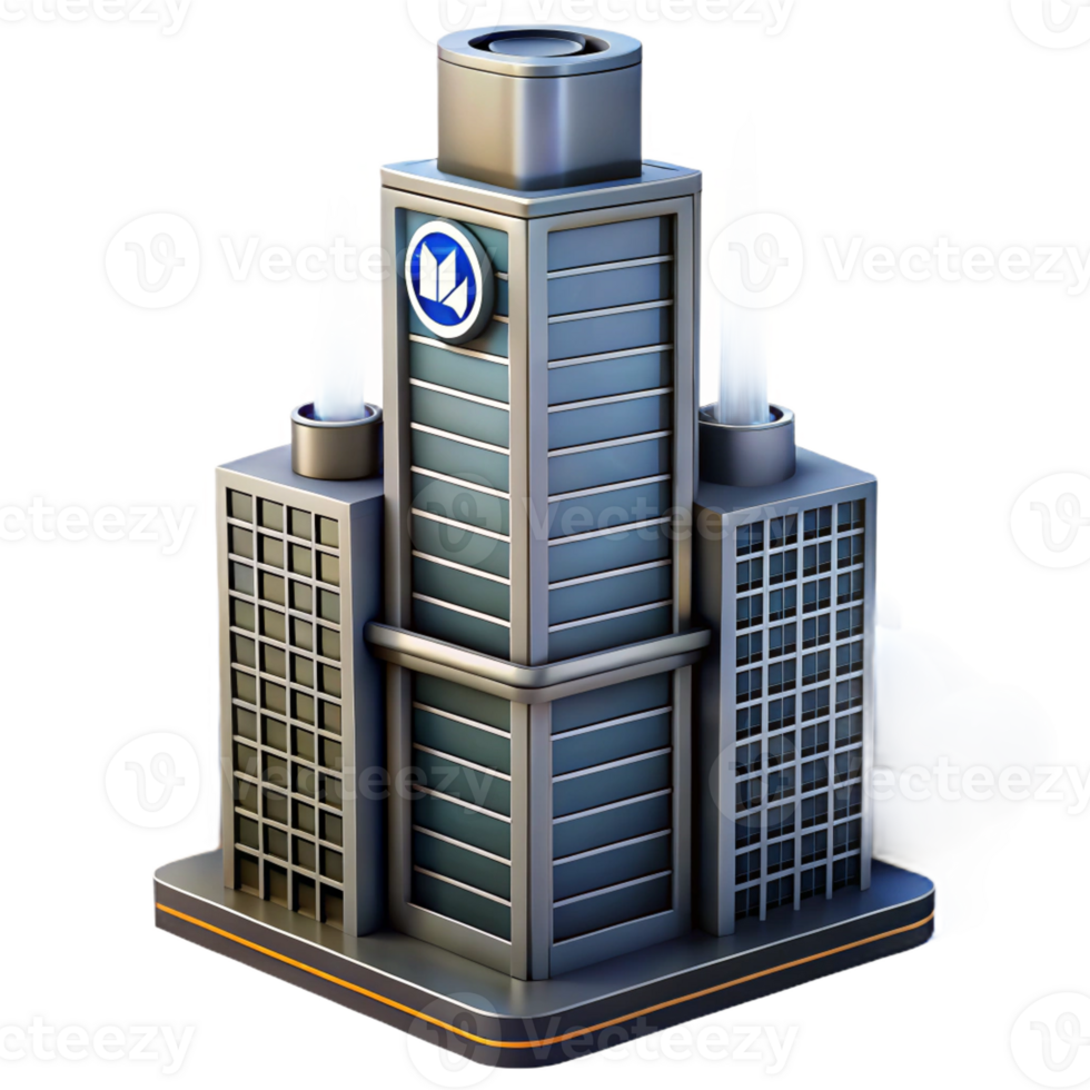 extraordinary minimalist 3D Model of Futuristic Office Building high resolution png