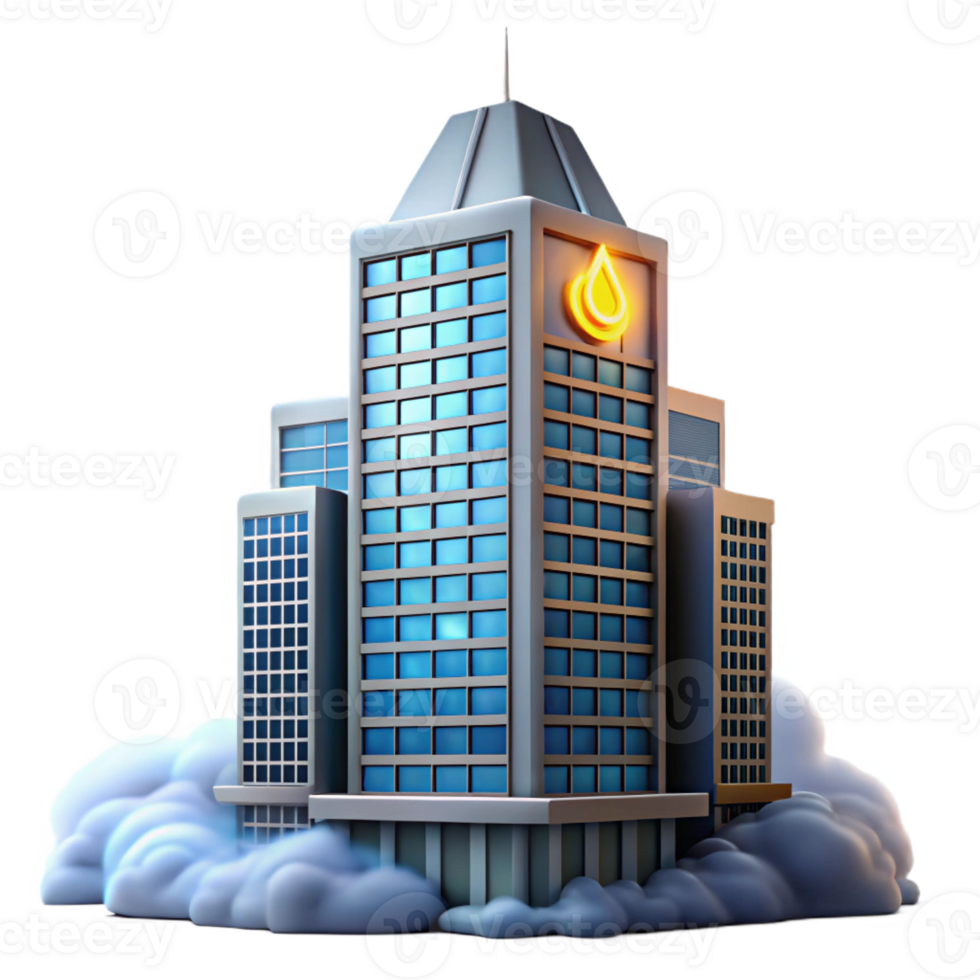 stunning creative 3D Building in Clouds Illustration 4K png