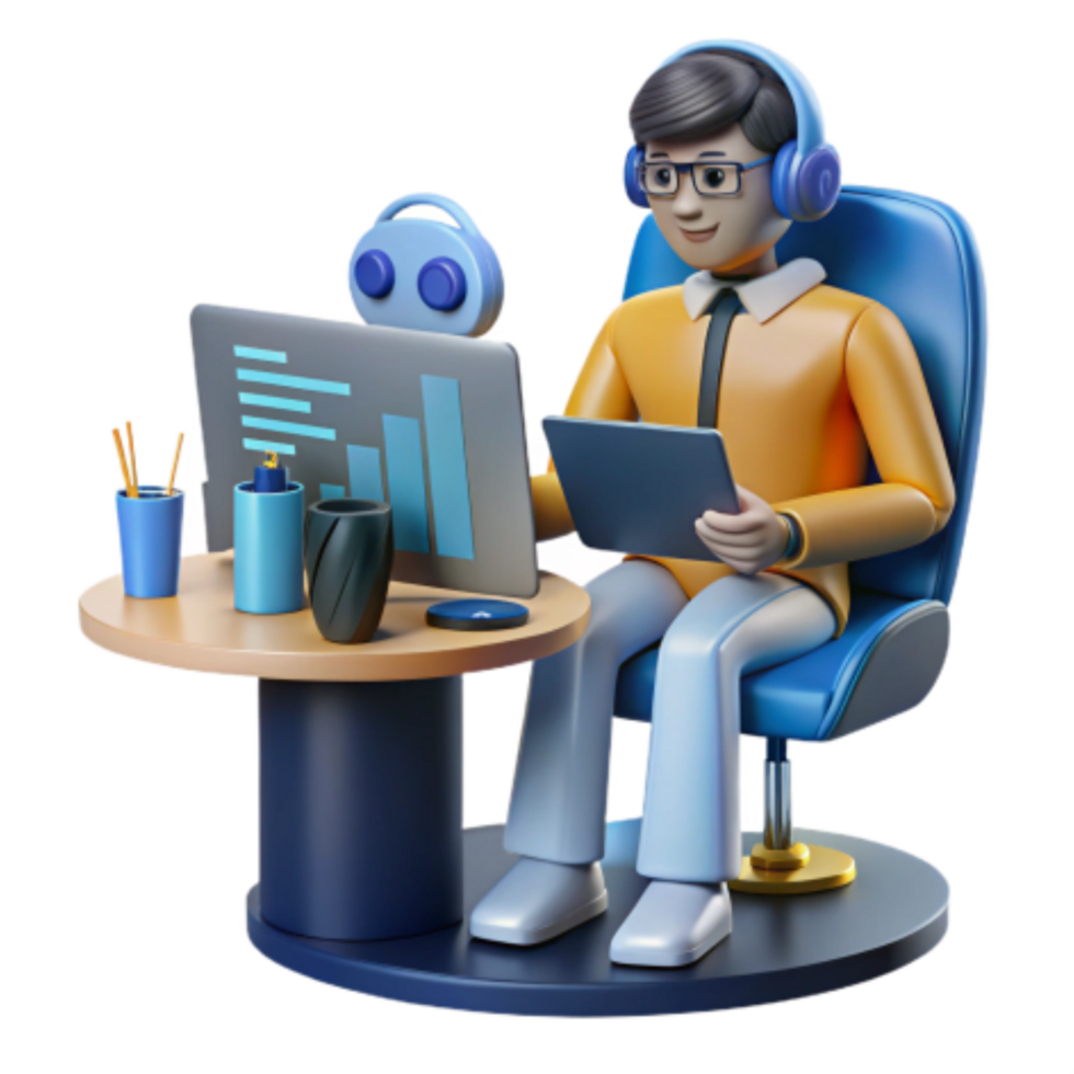 wonderful abstract Remote Worker Using Laptop and Tablet high quality png