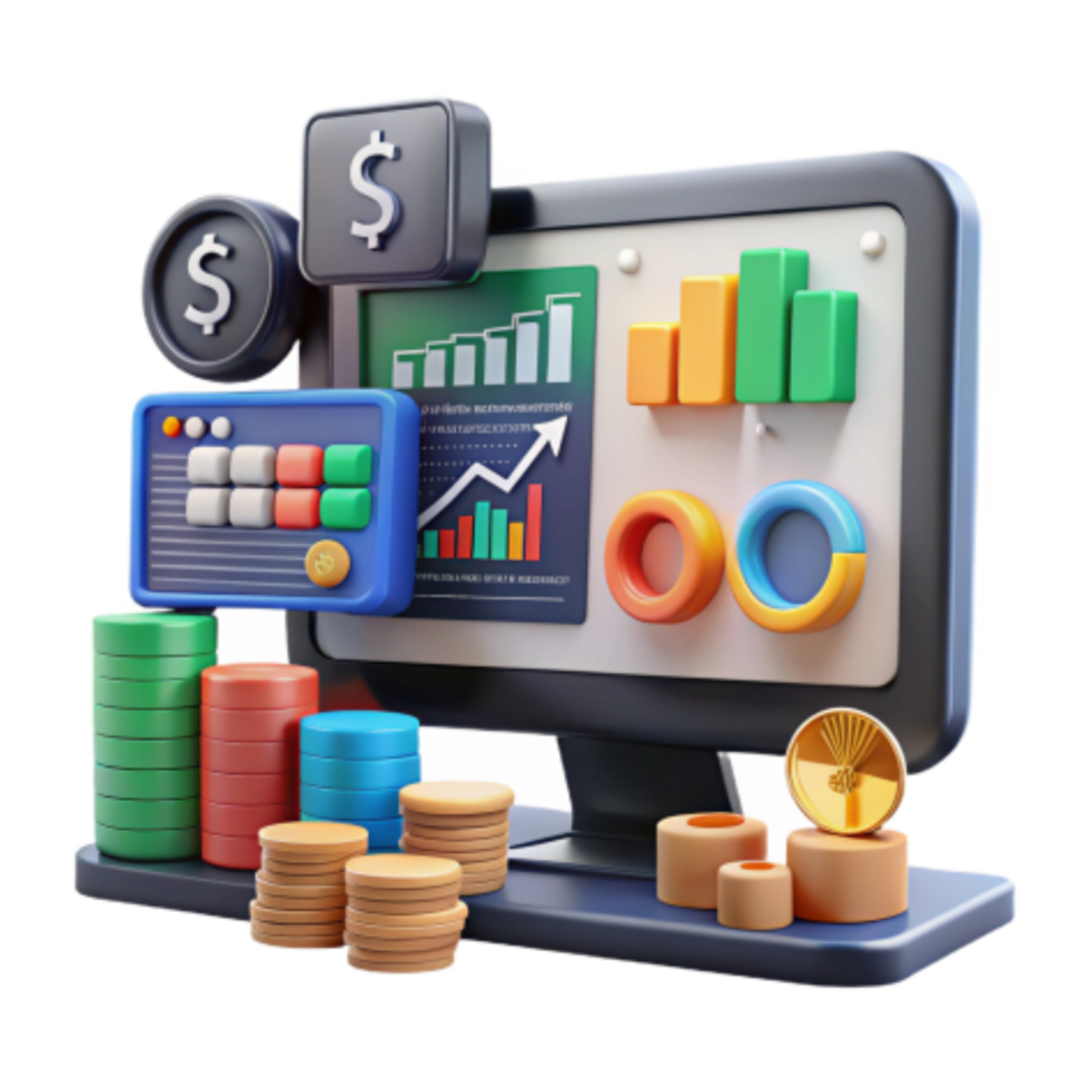 serene minimalist Financial Data Analysis Visualizing Growth Trends detailed png