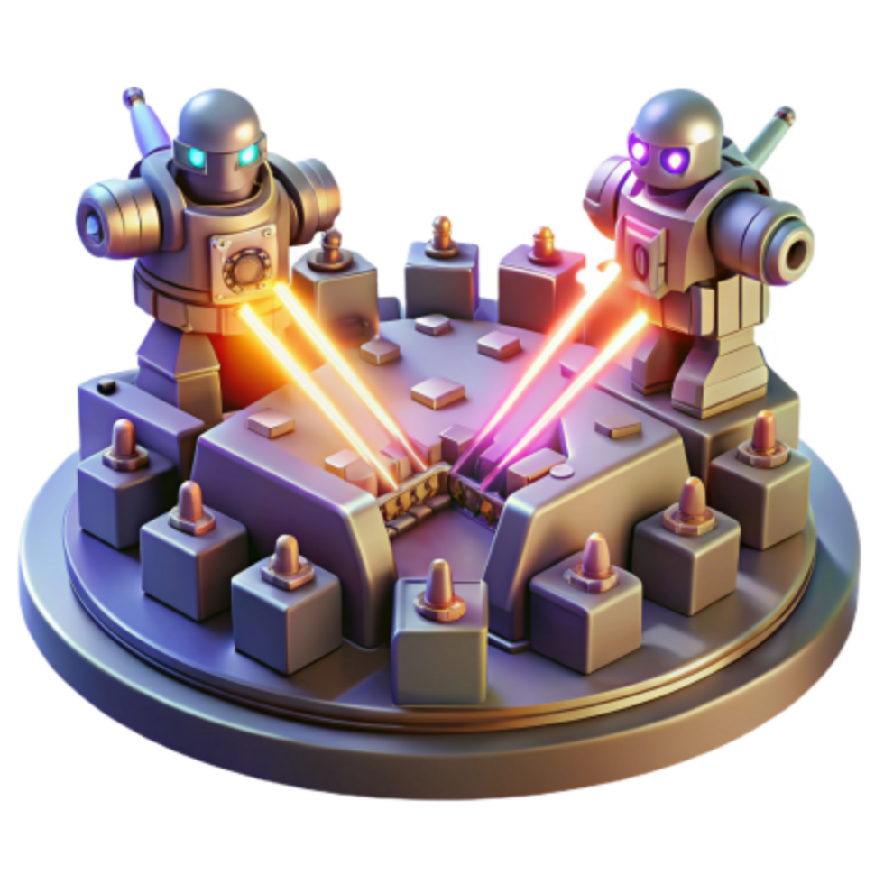 elegant minimalist Robot Laser Duel Combat Arena Game authentic png